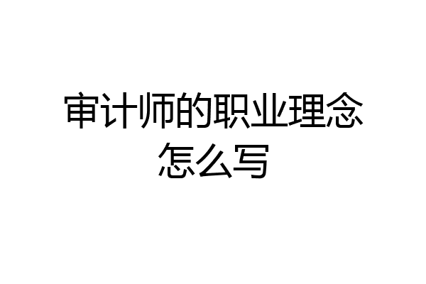 审计师的职业理念怎么写