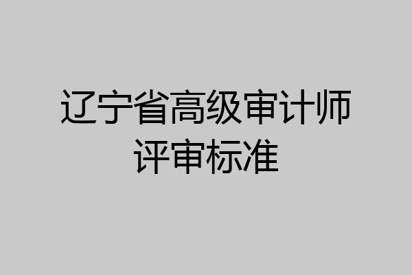 辽宁省高级审计师评审标准