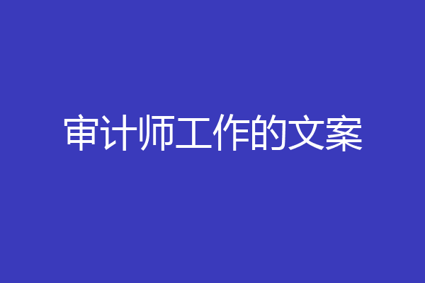 审计师工作的文案