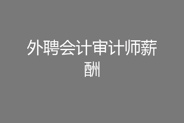 外聘会计审计师薪酬