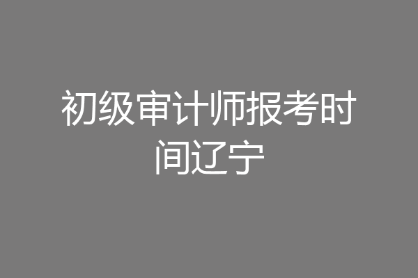 初级审计师报考时间辽宁