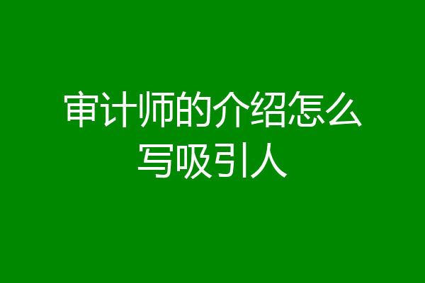 审计师的介绍怎么写吸引人