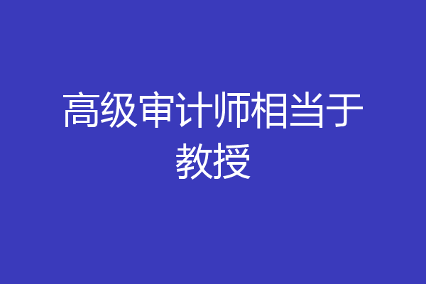 高级审计师相当于教授
