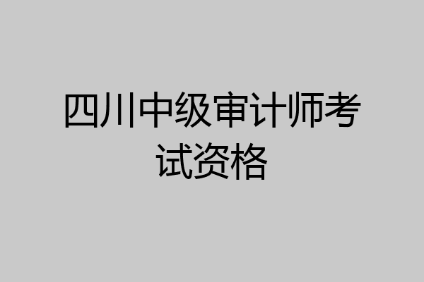 四川中级审计师考试资格