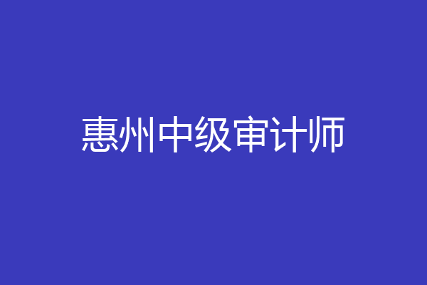 惠州中级审计师