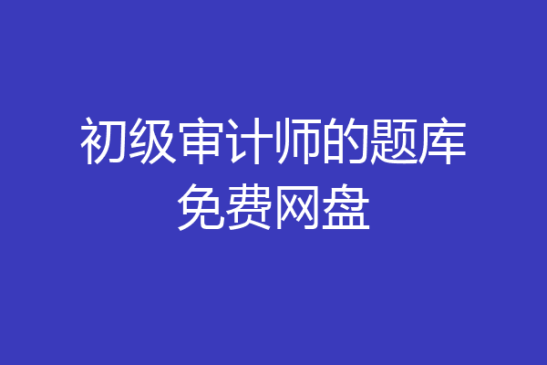 初级审计师的题库免费网盘