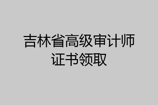 吉林省高级审计师证书领取