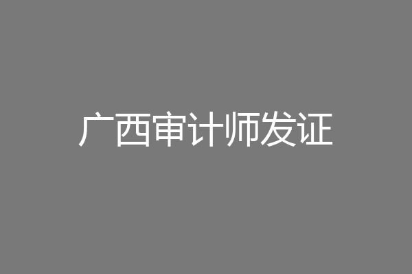广西审计师发证