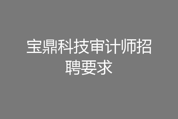 宝鼎科技审计师招聘要求