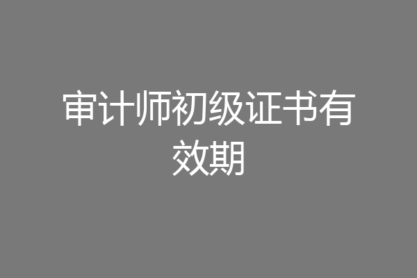 审计师初级证书有效期