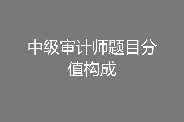 中级审计师题目分值构成
