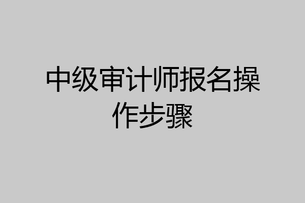 中级审计师报名操作步骤