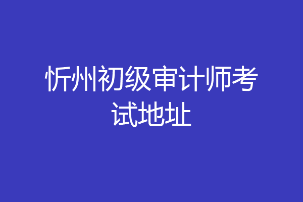 忻州初级审计师考试地址