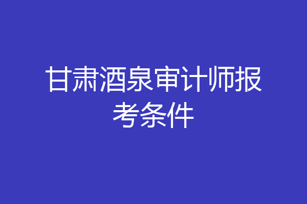 甘肃酒泉审计师报考条件
