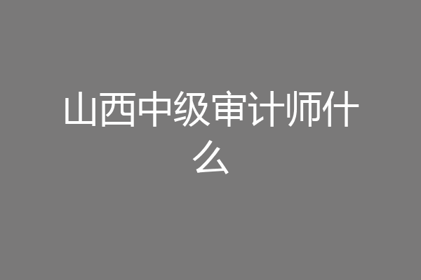 山西中级审计师什么