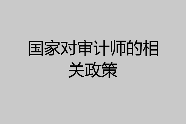 国家对审计师的相关政策