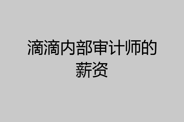 滴滴内部审计师的薪资