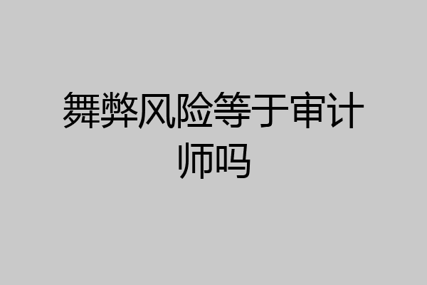 舞弊风险等于审计师吗