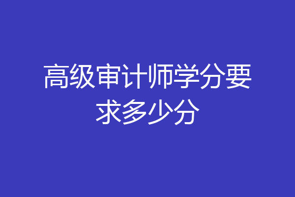 高级审计师学分要求多少分