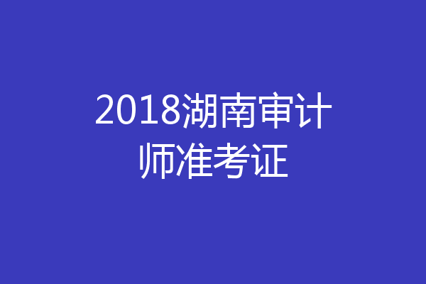 2018湖南审计师准考证