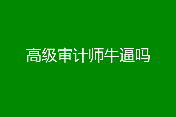 高级审计师牛逼吗
