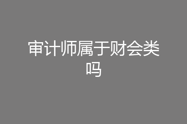 审计师属于财会类吗