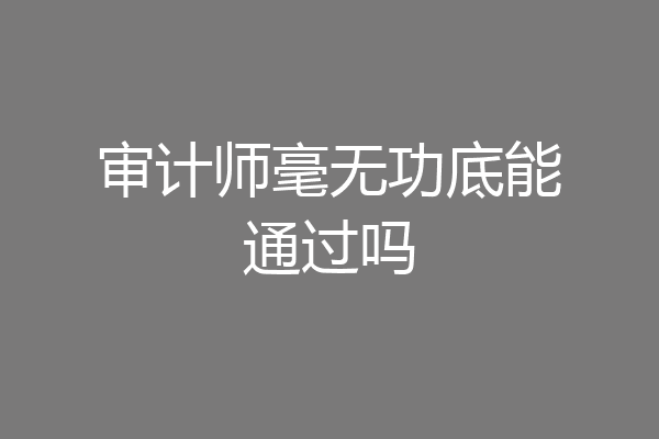 审计师毫无功底能通过吗