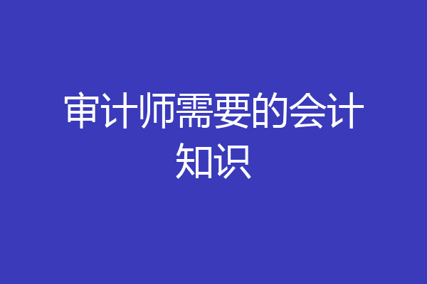 审计师需要的会计知识