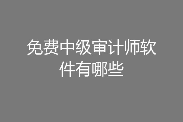 免费中级审计师软件有哪些
