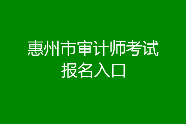 惠州市审计师考试报名入口