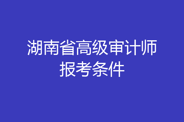 湖南省高级审计师报考条件