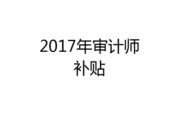 2017年审计师补贴