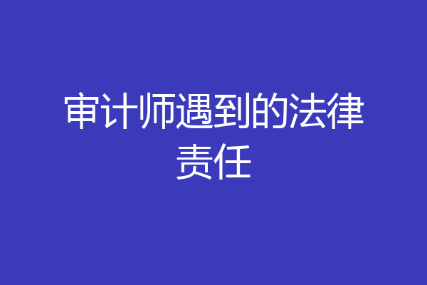 审计师遇到的法律责任