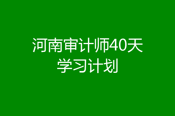 河南审计师40天学习计划