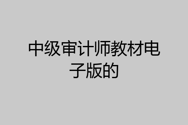 中级审计师教材电子版的