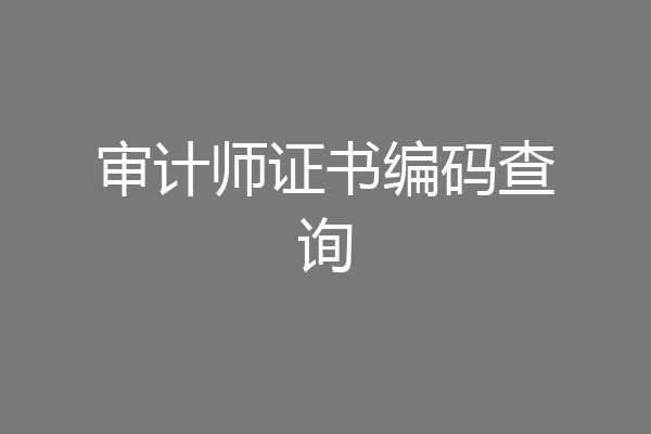 审计师证书编码查询