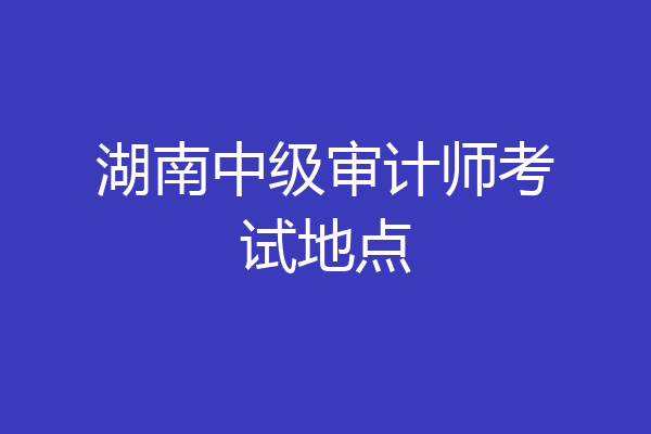 湖南中级审计师考试地点
