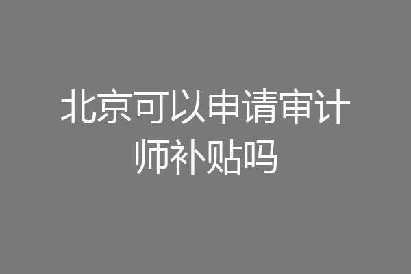 北京可以申请审计师补贴吗