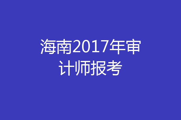 海南2017年审计师报考