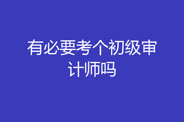 有必要考个初级审计师吗