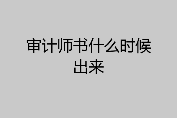 审计师书什么时候出来
