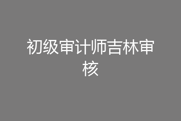 初级审计师吉林审核