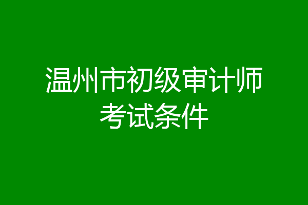 温州市初级审计师考试条件