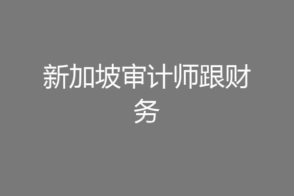 新加坡审计师跟财务