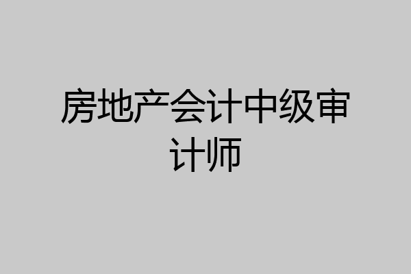 房地产会计中级审计师