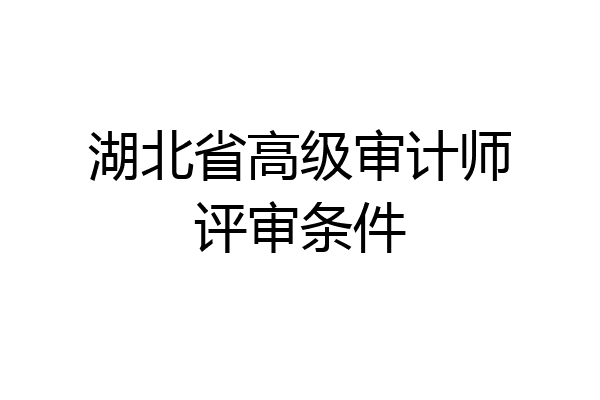 湖北省高级审计师评审条件