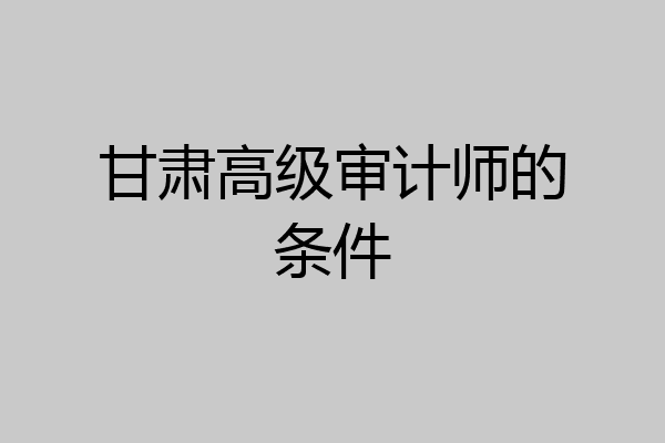 甘肃高级审计师的条件
