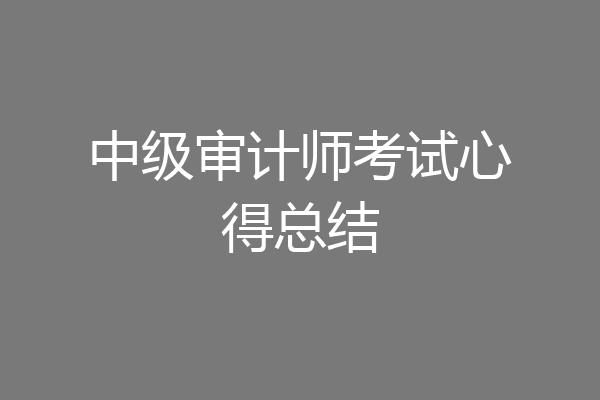 中级审计师考试心得总结