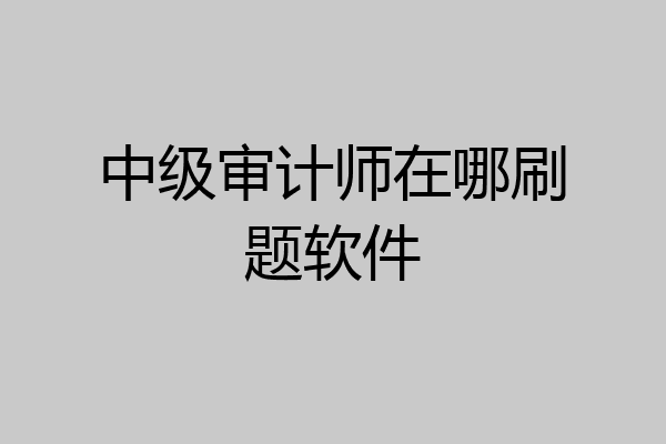 中级审计师在哪刷题软件