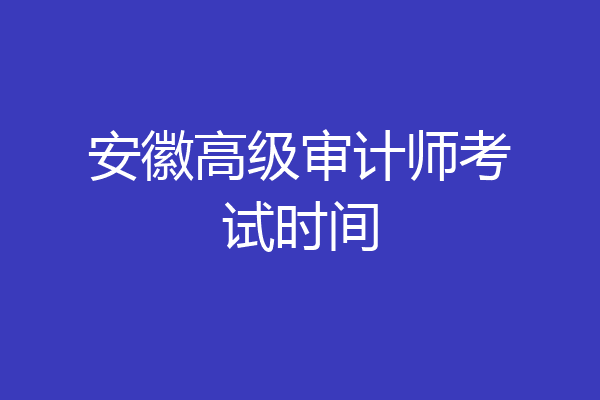 安徽高级审计师考试时间